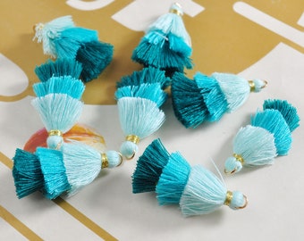 10-100Pcs Three Tier Tassel,1.5" Handmade Cotton Tassel for Earring/Necklace Making,Tiered Tassels, DIY, Fashion Tassels,Jewelry Tassels