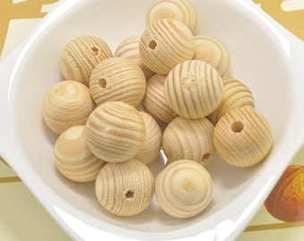 Round wood bead ,50 pieces Unfinished Natural wooden beads,Wooden Ball,Stripe Beads,DIY Wood Crafts-- 24mm