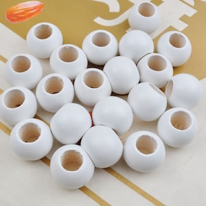 Großhandel weißes natürliches Holz runde lose Perlen, 20/50 runde Holzperlen umweltfreundliche 20mm Perlen, 10mm Loch, Schmuck DIY Holzhandwerk