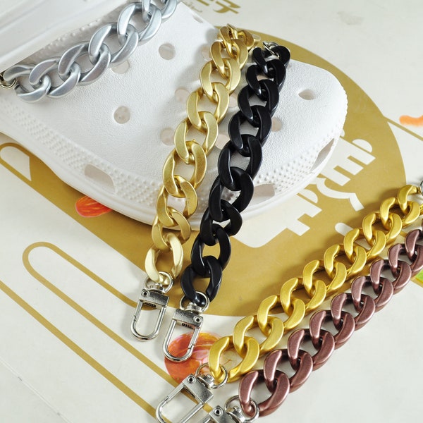 1Pcs/2Pcs Chain shoe charms,Shoe Charms,Shoe Charm Chain for Shoe,Gold/Silver/Coffee/Black Acrylic link chain,Shoe Decoration,18.5cm Length