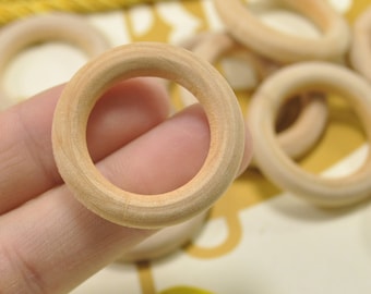 wholesale 100pcs Round Rings -34mm Wooden Ring natural unfinished Wood Rings,wood  ring pendant.
