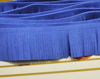 1 yard Blue Leather Fringe Trim,30mm Width Faux Suede Fringe Trim,Perfect for Making Tassel and other crafts,DIY Tassel pendant.