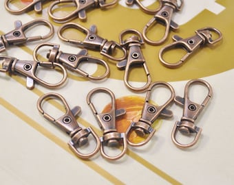 50Pcs Copper Color lobster swivel clasp,Large Keychain Clasps,Keychain Clasp Hooks Connector Findings,Lobster Claw Clasp -- 38x15mm