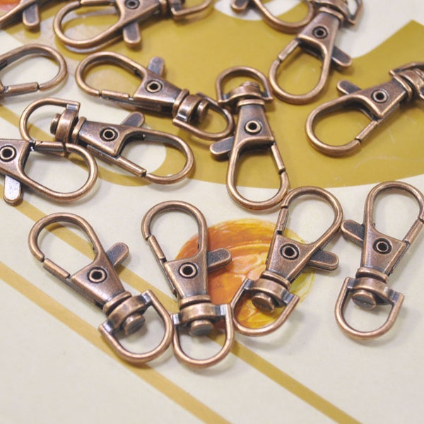 50Pcs Copper Color lobster swivel clasp,Large Keychain Clasps,Keychain Clasp Hooks Connector Findings,Lobster Claw Clasp -- 38x15mm