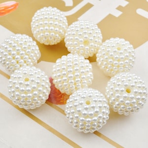20-200Pcs White Round Shape,Large Round beads,Acrylic Ribbon Round Beads,ABS White Pearly Pearl Ball Beads, Jewelry Supply,28mm