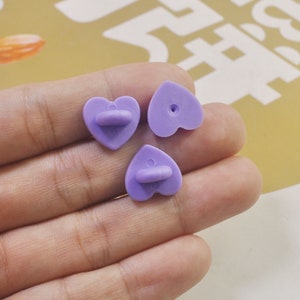 Pack of 10,20, 40, 60, 80, or 100Pcs,Light Purple Heart Rubber Clutches Backings Backs Clasp,Rubber Pin Back  for Enamel Lapel Pin,14mm