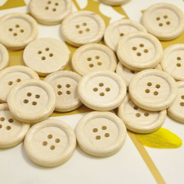 20mm Round Wood Buttons Pack of 50pcs Natural unfinished Wooden Buttons.