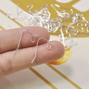 100Pcs Silver Plated Hook Earwire,metal earring,ear hook, flat fishhook with 2mm ball, Fish Hook, DIY Earring, Earring Findings,Wholesales