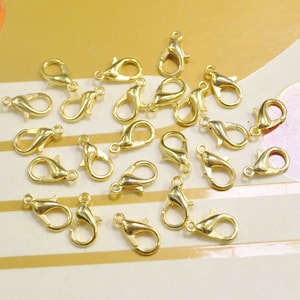100Pcs Gold Lobster Clasps / Claw Clasp / Lobster Clasps / 12x7mm / Metal Clasps Necklace or bracelet Making Supplies