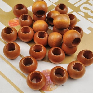Wholesale Light Brown Natural Wood Round Loose Beads,20/50 Round Wooden Beads Eco-Friendly 20mm Beads,10mm Hole,Jewelry DIY Wood Crafts