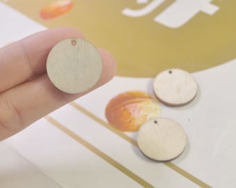 30Pieces,DIY Unfinished Laser Cut Wood Pendant,23mm Natural Wood Earrings Blanks,Round wood Shape,Wooden Beads Jewelry