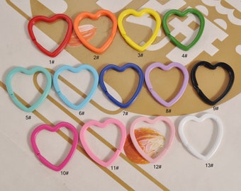 13 couleurs, 20Pcs Heart Split Key Rings, Colour Key Rings, Split Keychain Rings, Heart Key Ring Findings, Heart Keychain rings 31mm