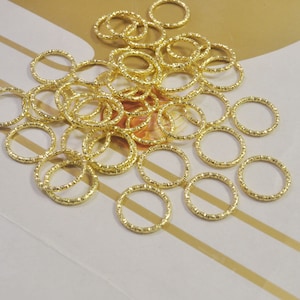 Textured Jump ring,Iron Open Jump rings,100Pcs 15mm Gold Plated Jump Rings