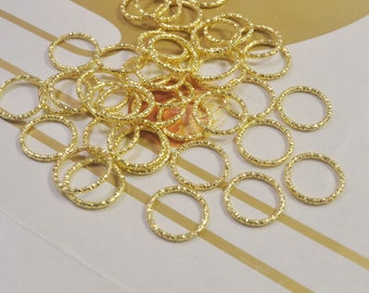 Textured Jump ring,Iron Open Jump rings,100Pcs 15mm Gold Plated Jump Rings
