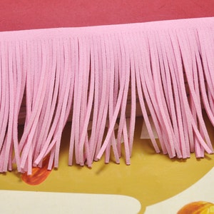 1 yard Pink Leather Fringe Trim,78mm Width Faux Suede Fringe Trim,Perfect for Making Tassel and other crafts,DIY Tassel pendant.