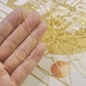 10/30/50/100 pcs Gold Teardrop Earring Components, Openable Earwire Teardrop Earring Hoops, Earring Findings,52x25mm