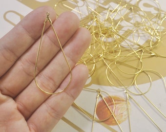 10/30/50/100 pcs Gold Teardrop Earring Components, Openable Earwire Teardrop Earring Hoops, Earring Findings,52x25mm