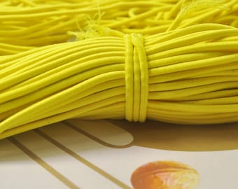 Cordón elástico amarillo de 10 yardas, cordón elástico redondo de 4 mm, cordón elástico, cordón elástico ajustable, cuerda elástica para manualidades, goma envuelta en nailon.