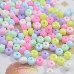 Cuentas cilíndricas, cuentas redondas pastel de 7 x 5 mm, cuentas acrílicas o de resina, cuentas de colores mixtos, juego de 150 piezas