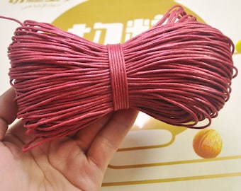 1.5mm Purplish red Waxed Cotton Cord, 20 Meters, Necklace Cord, Bracelet Cord,Waxed Cord, Beading / Craft and Jewelry Supplies -- VC163