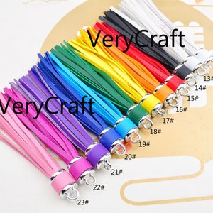 2-100 10cm PU Leather Tassels,12Colors Large Faux Leather Tassel,Silver Cap Handmade Leather Thread Tassel,Keychain Bag Charm Tassel Pendant