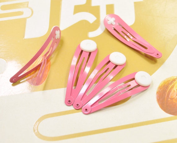 Silver Metal Tear Drop Shape with Hole Barrettes 50 Snap Hair Clips 50mm