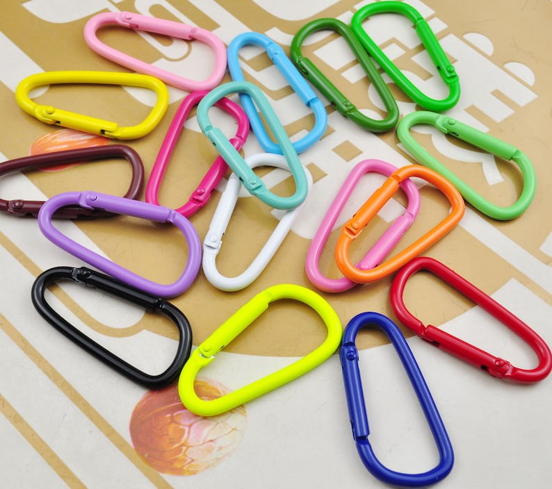 8/10/20/50Pcs Carabiner Clips Clasp,Multi Color Aluminum Carabiner key chain,Carabiner clips,Spring Hook Keyring,24x46mm image 3