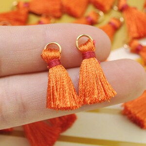 Small Silk Tassel,20pcs 0.9&quot; Orange Mini Tassels,earring tassels,tassel accessories,tassel pendant charm,DIY Craft Supplies