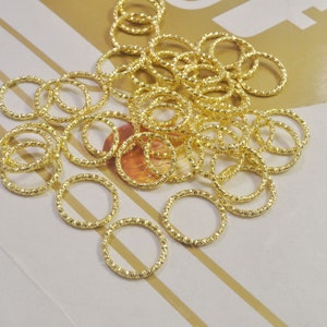 Textured Jump ring,Iron Open Jump rings,50Pcs 18mm Gold Plated Jump Rings