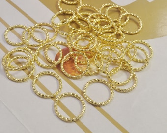 Textured Jump ring,Iron Open Jump rings,50Pcs 18mm Gold Plated Jump Rings