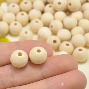 Wood beads,12mm Round Natural Unfinished Wooden Beads,DIY Beads - 100 pieces - wholesale beads