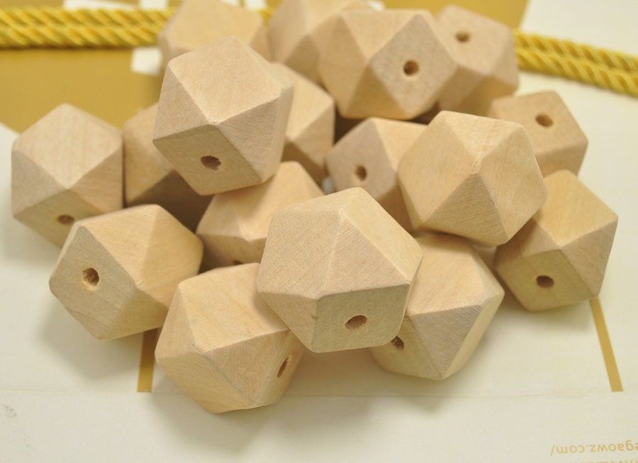 14 Hedron Geometric Figure Wood Beads,50pcs 20mm Coffee Geometric Faceted  Cube Wooden Beads,wood Beads for Crafts Jewelry FF3824 