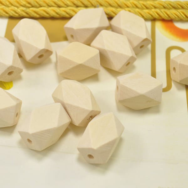 Faceted Wood Beads Etsy