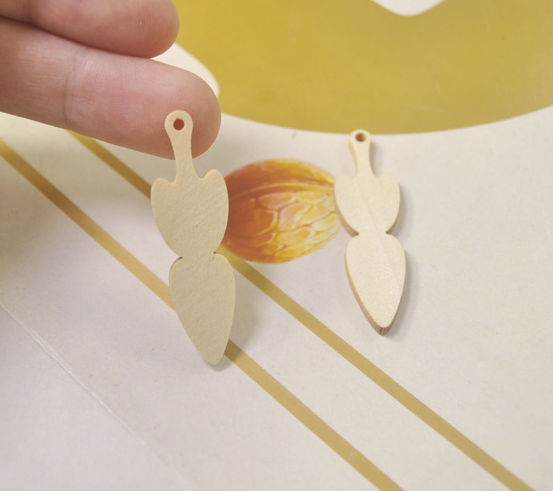 45x13mm 12Pcs,DIY Unfinished Laser Cut Wood Pendant,Natural Wood Earrings Blanks,Natural Wood Jewelry Wood Shapes,Long wood Drop Shape
