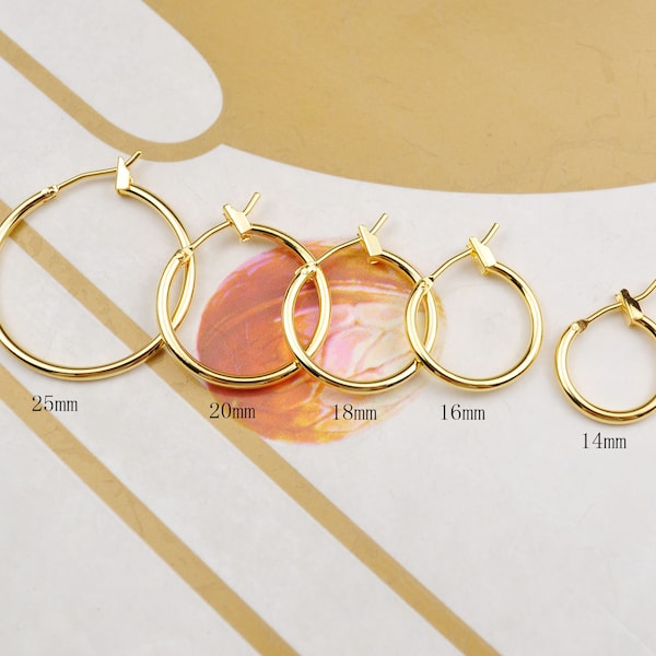 10Pcs/50Pcs 25/20/18/16/14mm Earring,18K Round Gold Hoops,18k Gold Hoop Earrings, Hypoallergenic,Jewelry Handmade