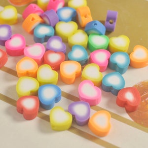 Herz Polymer Clay Perlen, 10mm Bunte Herz förmige Perlen, Regenbogen Perlen, Schmuckperlen Armband Perlen, ca. 40 Perlen