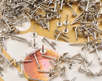50Pcs/100Pcs/200Pcs Silver Plated Brass 4.5mm Pad Lapel Pin/Tie Tack,12mm Pin length