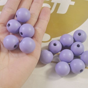 50Pcs Lavender Wooden Beads,20mm Round Wood beads,DIY Necklace Bracelet Jewelry Making,wood craft,Make jewellery for selling