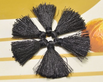 Black Mini silky tassel,50pcs 1" inch silk tassel,Earring tassel,necklace tassel,Fringe Tassel,Handmade tassel for making jewelry