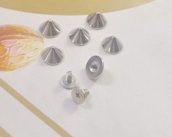 Wholesale Cone Rivets Screw Punk Studs,10/30pcs Silver Screw Back Spike Cone Stud Punk Rivet For Art, Clothing, Leather Craft, Bag,6x9.5mm