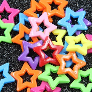 Star Beads,Star Bead Charm, Acrylic or Resin Beads,Mixed Color beads,Pastel Star Beads,50 pcs set,27mm