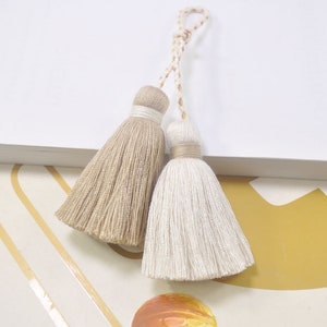 5Pcs Cotton tassel,Small Jewelry Tassels,Boho,khaki and beige tassel,Decorative Tassels,Tassel for Handmade,52mm long tassel--VC20#
