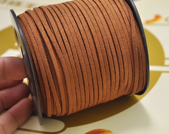 20yard 2.5mm Flat Faux Suede Leather Cord,Clay brown Leather String Cord,Faux Suede Lace,Vegan Suede Cord,bracelet/necklace cord Supplies