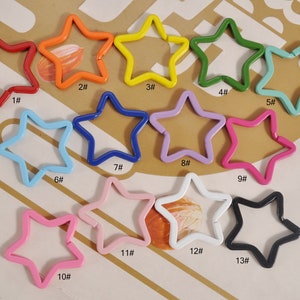 13 Colors,20Pcs Star Split Key Rings,Colour Key Rings,Split Keychain Rings,Star Key Ring Findings,Star keychain rings 35mm