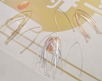 V Shape Ear Wires ,50Pcs Earring Earwire,Brass Earring,Gold/Silver/Rose Gold plated,Jewellery Findings Earwire,54mm