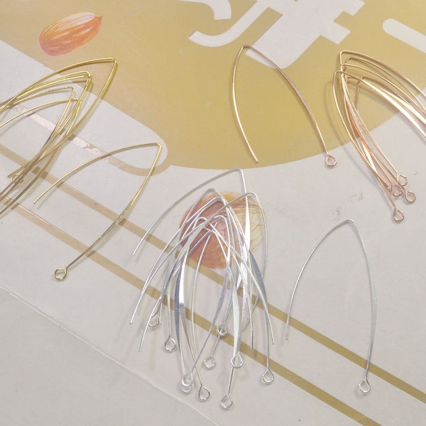 V Shape Ear Wires ,50Pcs Earring Earwire,Brass Earring,Gold/Silver/Rose Gold plated,Jewellery Findings Earwire,54mm