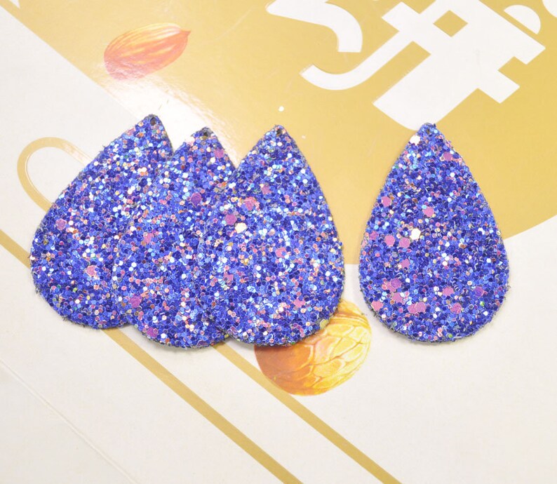 8Pcs Royal Blue Glitter Leather Teardrop shape,Teardrop Earring Supplies,Faux Leather Die Cut Teardrop,DIY Earring-56x36mm VC4198#