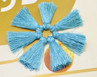 Blue lake Mini silky tassel,50pcs 1" inch silk tassel,Earring tassel,necklace tassel,Fringe Tassel,Handmade tassel for making jewelry