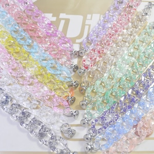1-2 Chain shoe charms,Shoe Charm,Shoe Charm Colorful Chain for Shoe,Transparent snowflake Acrylic link chain,Shoe Decoration,19.5cm Length