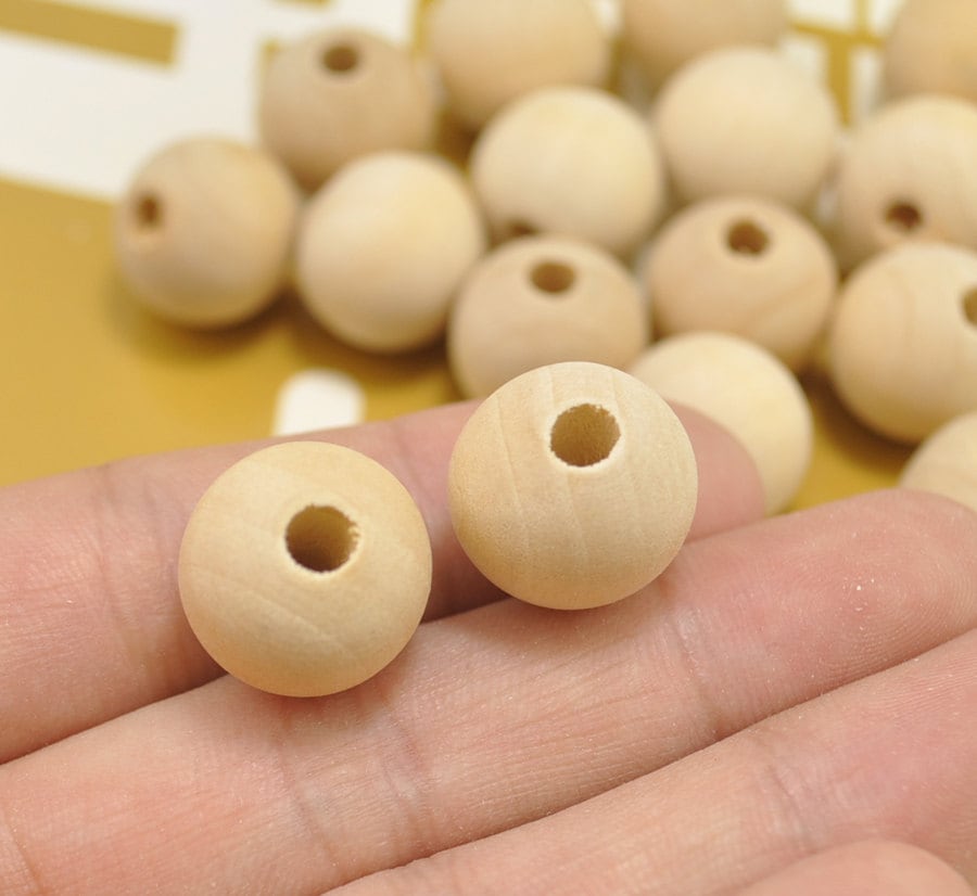 16mm Wholesale Round Natural Wood Beads at CraftySticks